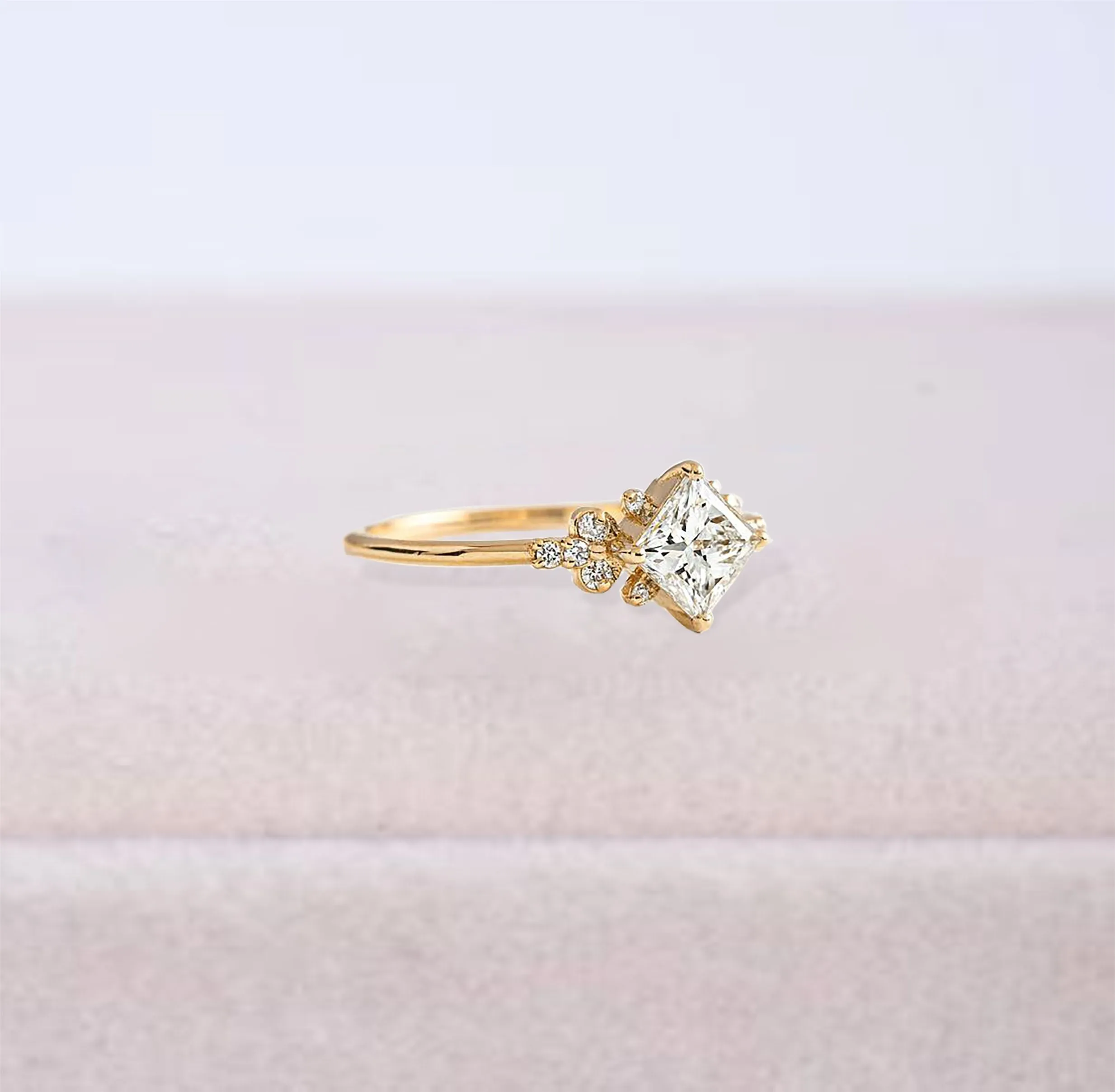 1ctw Princess cut moissanite engagement ring women