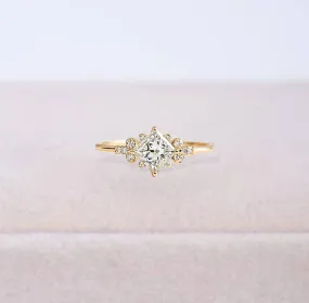 1ctw Princess cut moissanite engagement ring women