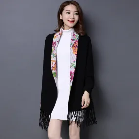 2017 Brand print flower Cashmere Pashmina women HOT SALE fashion tassel scarf Female shawl long Sleeve high quality Ponchos Cape