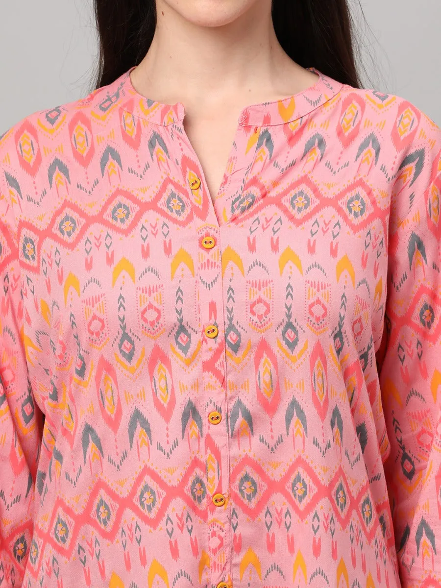 Baby Pink Geometric Printed Tunic