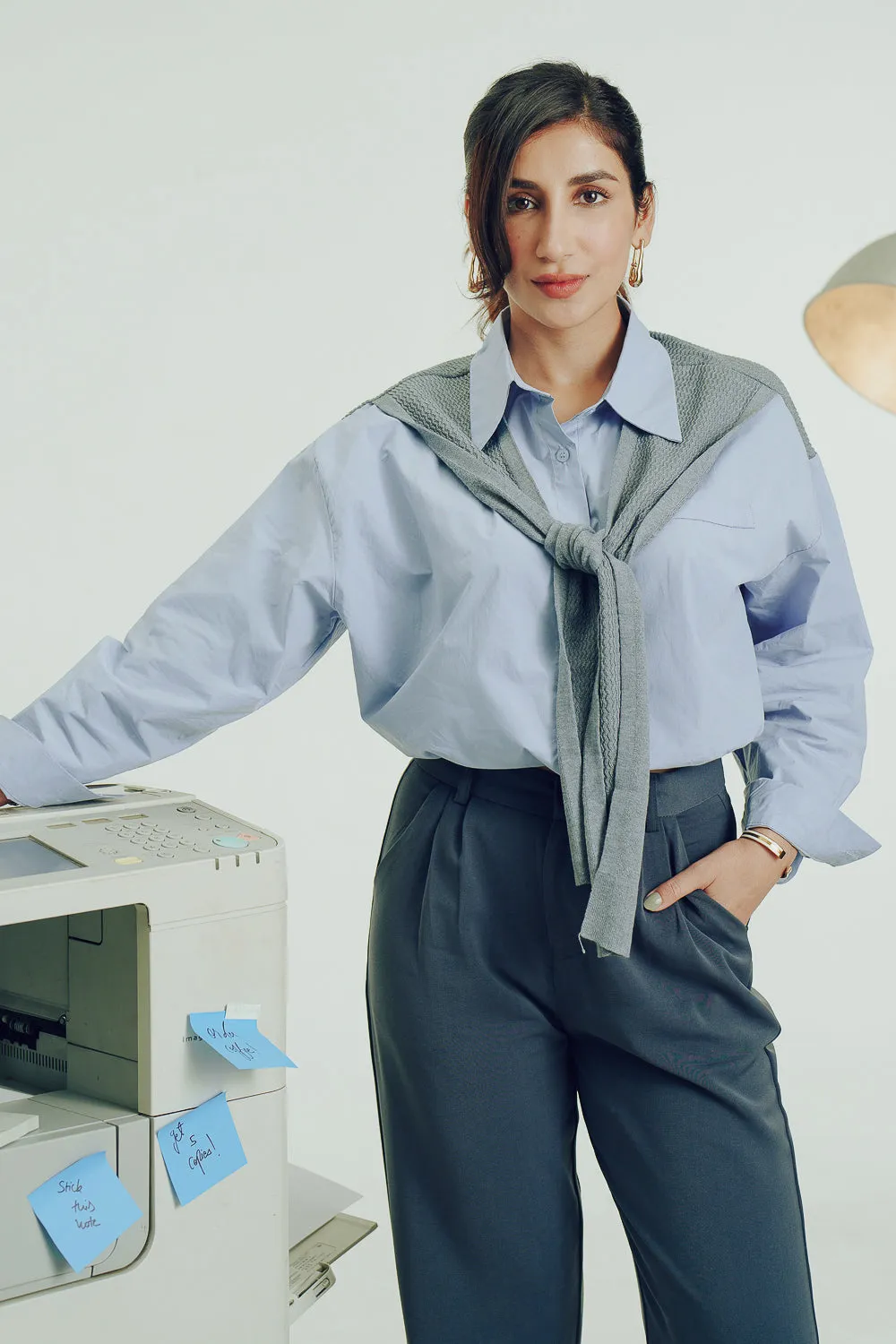 Blue Shirt With Shrug Tie