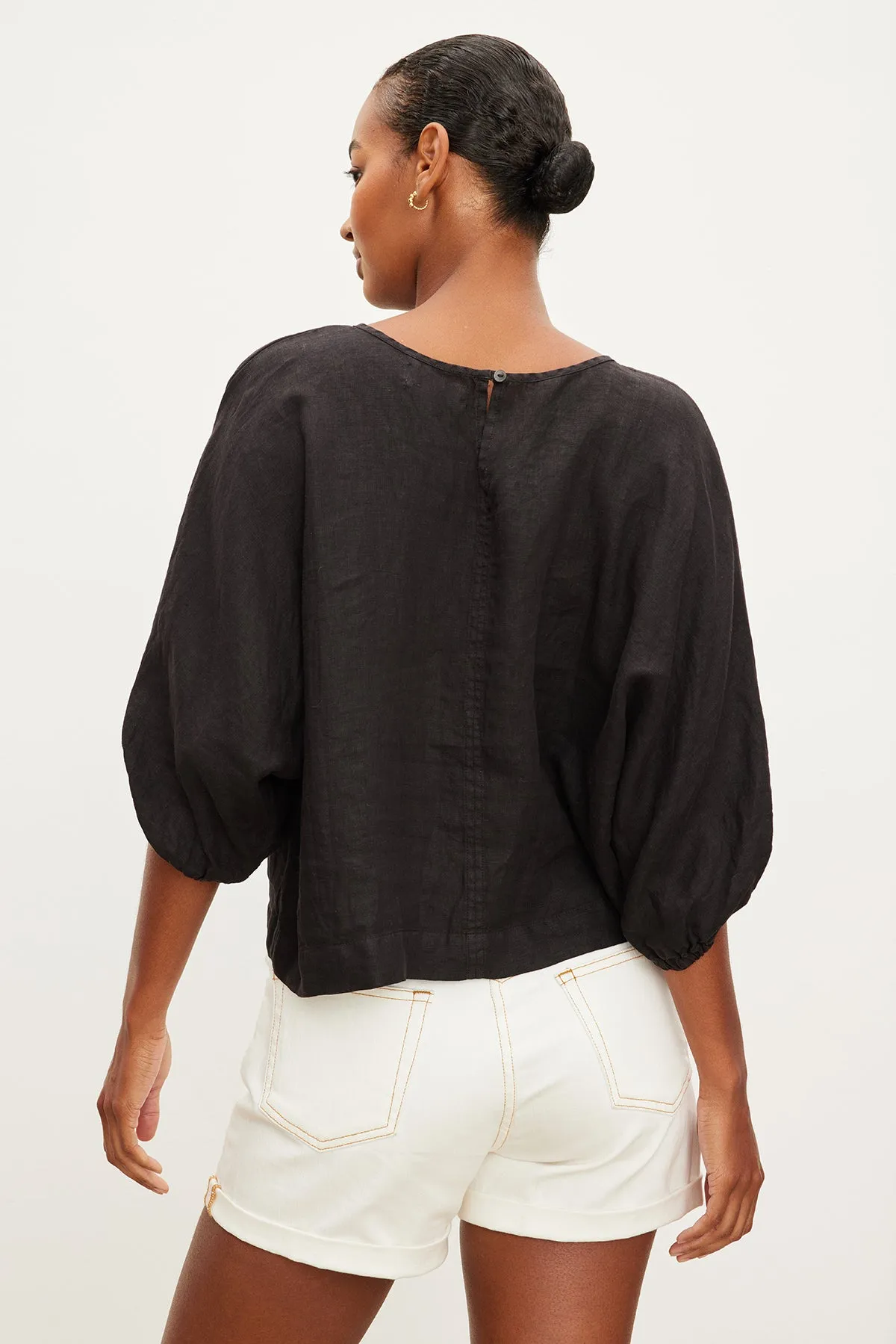 CASS LINEN CREW NECK TOP