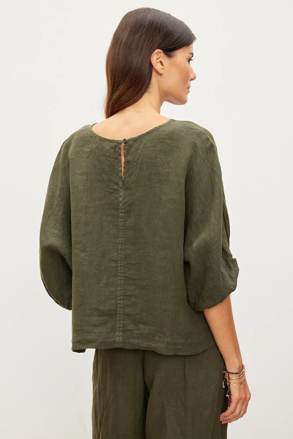 CASS LINEN CREW NECK TOP