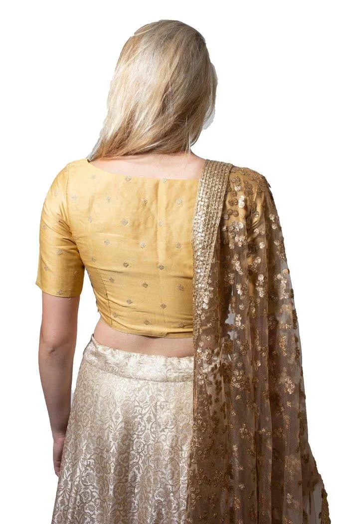 Champagne and Ivory Beige Lehenga Choli- Rent