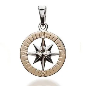 Compass Rose Classic Medium 14K Two-Tone Gold Hand-Engraved Pendant