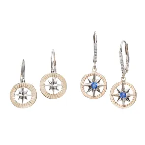 Compass Rose Classic Medium 14K Two-Tone Gold Lever Back Earrings