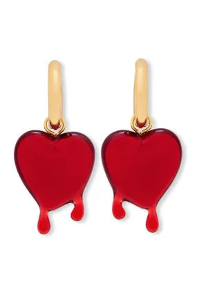 Crystal Haze Melting Heart Earrings, Red