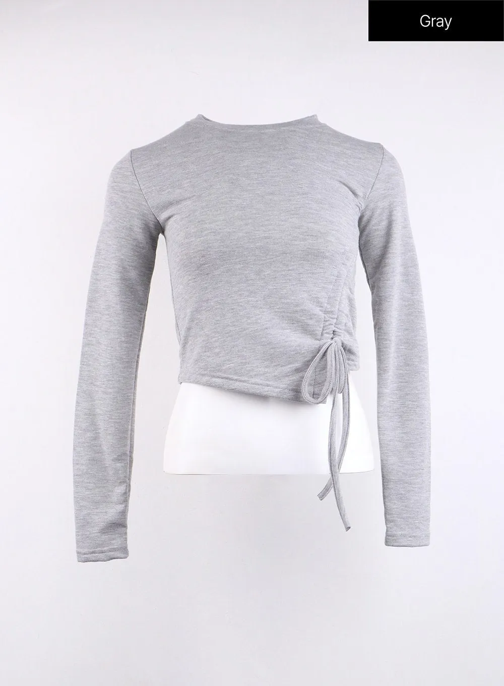 Drawstring Long Sleeve Round Neck Tee CJ419