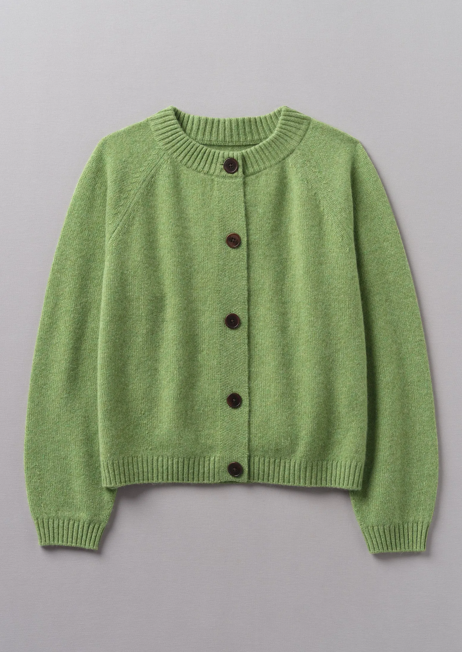 Eden Wool Cashmere Raglan Cardigan | Pea Shoot