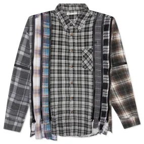 Flannel Shirt 7 Cuts Zipped Wide Shirt - Assorted