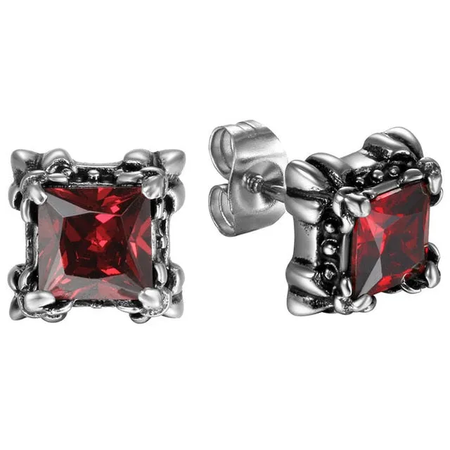 Gothic Flower Cubic Zirconia 316L Stainless Steel Stud Earrings