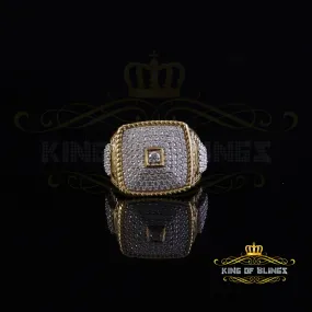 King of Bling's 925 Yellow Silver 3.00ct VVS 'D' Square Moissanite Rings Size 10 Men's/Womens