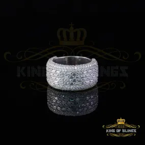 King of Bling's Men's/Womens Silver White 6.00ct VVS 'D' Moissanite Baguette Stone Band Size 10