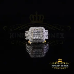 King of Bling's White Sterling Silver 5.50ct VVS D Baguetts Moissanite Square Ring Men's Size 11