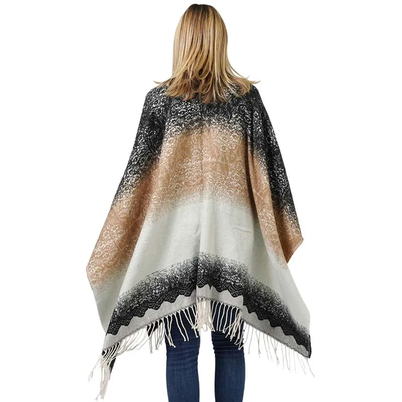 Lace Textured Ombre Cape Poncho