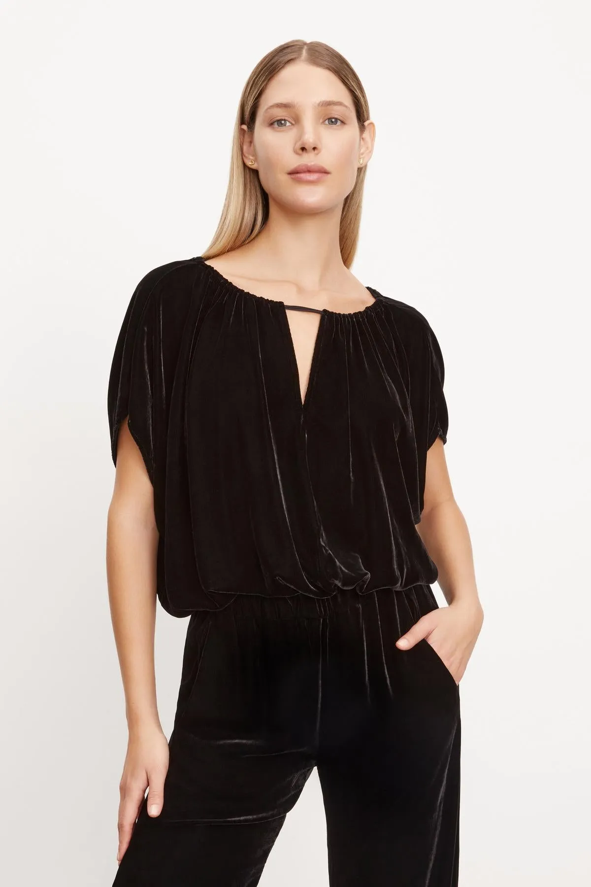 NOA SILK VELVET CROPPED TOP