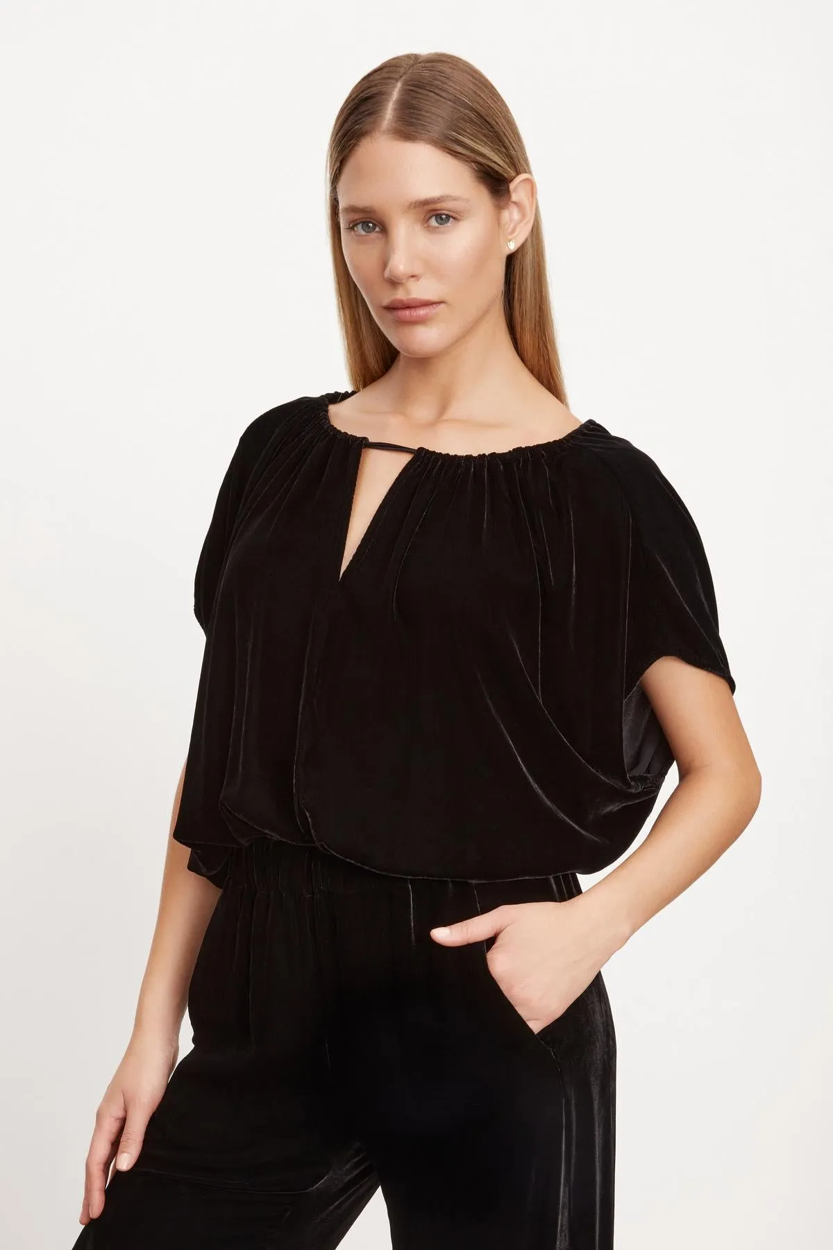 NOA SILK VELVET CROPPED TOP