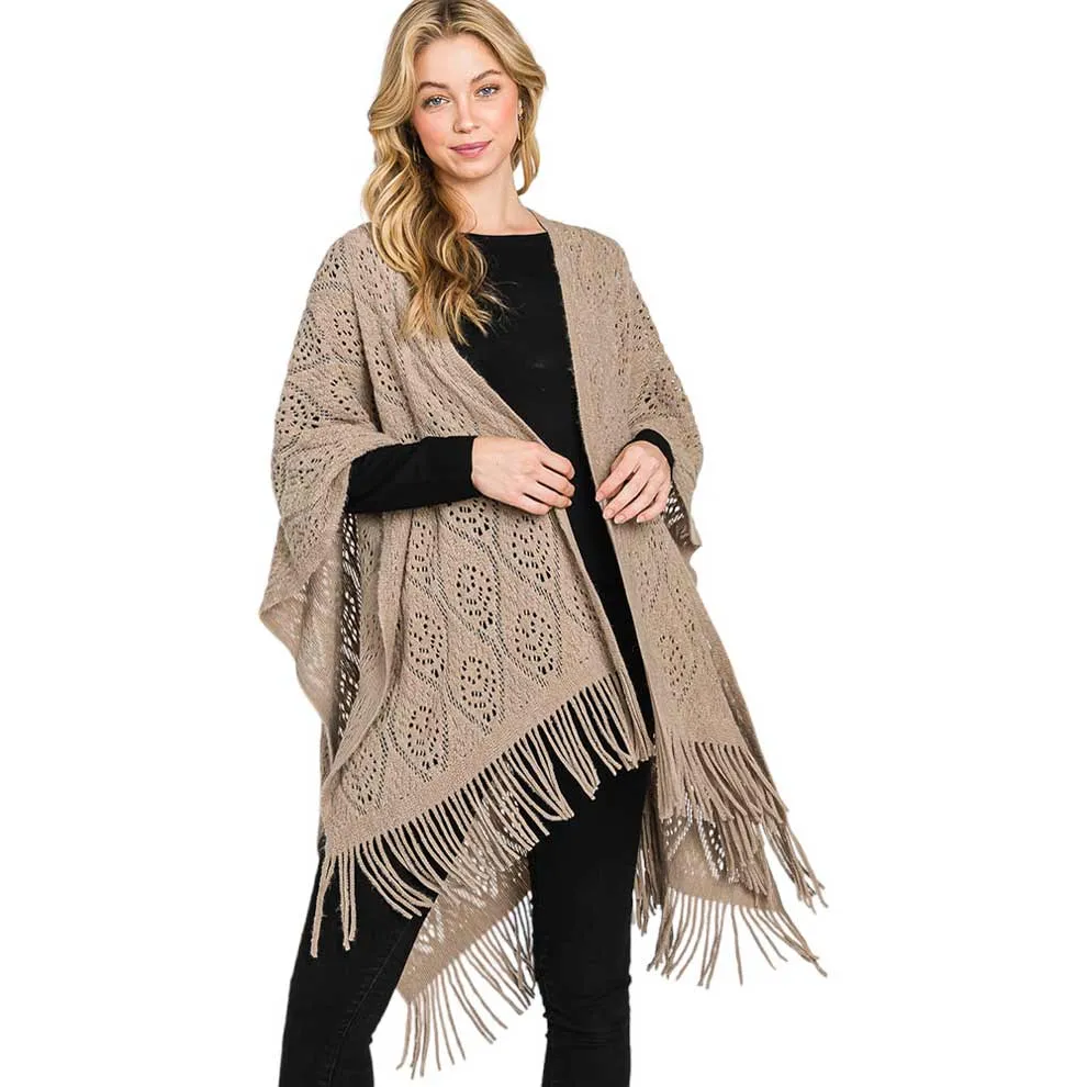 Paisley Patterned Fringe Ruana Poncho