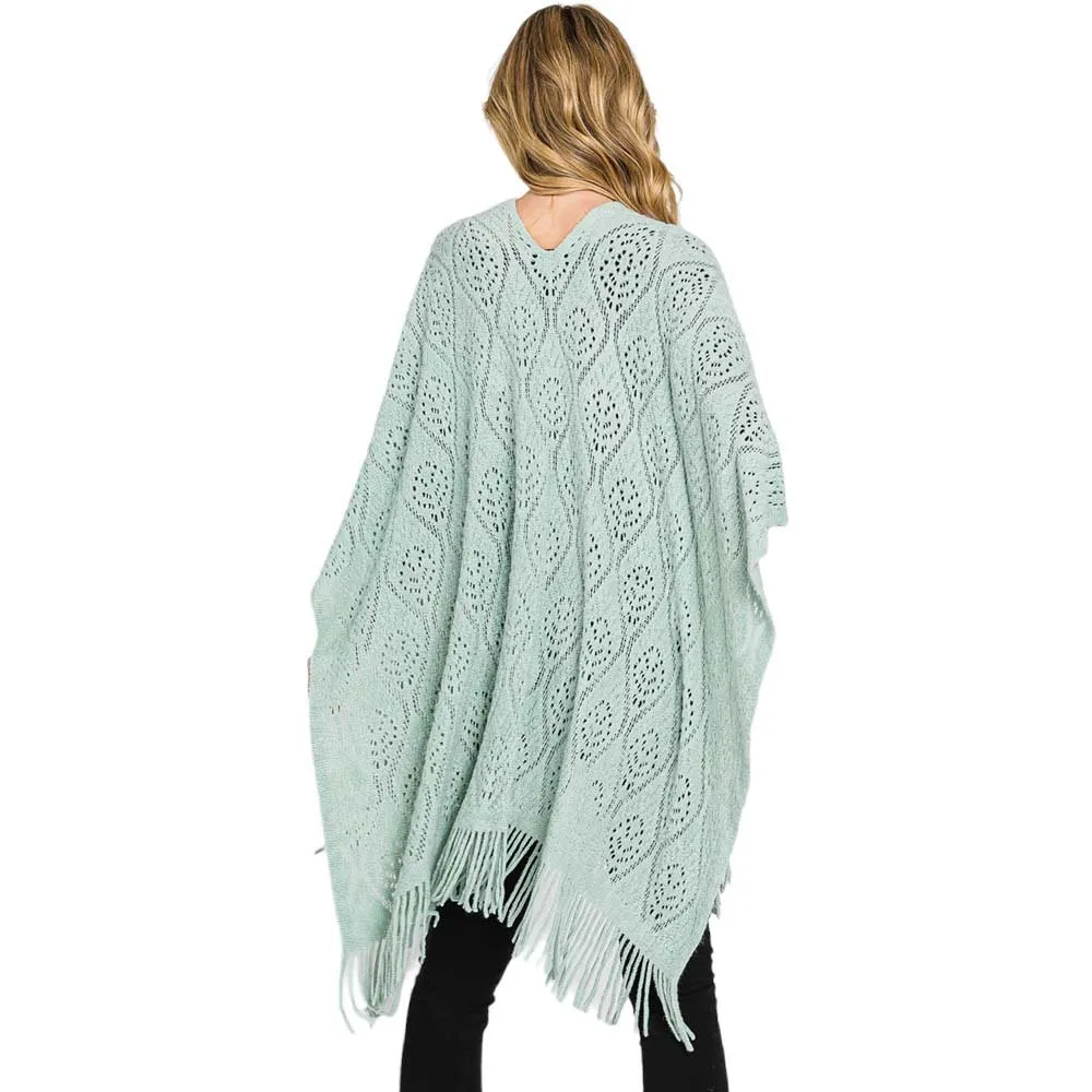 Paisley Patterned Fringe Ruana Poncho