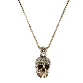 Pave Mini Skull Necklace, Gold