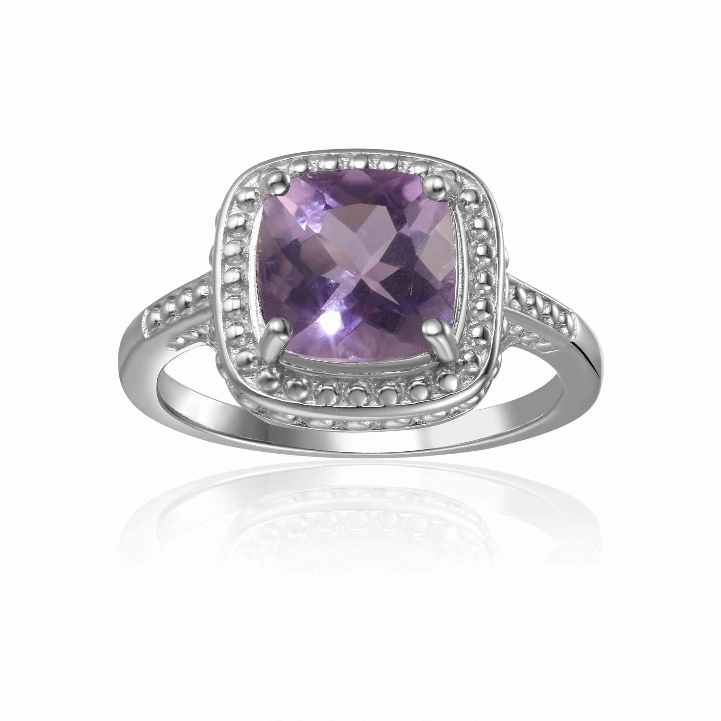 Pink Amethyst Cushion Statement Ring