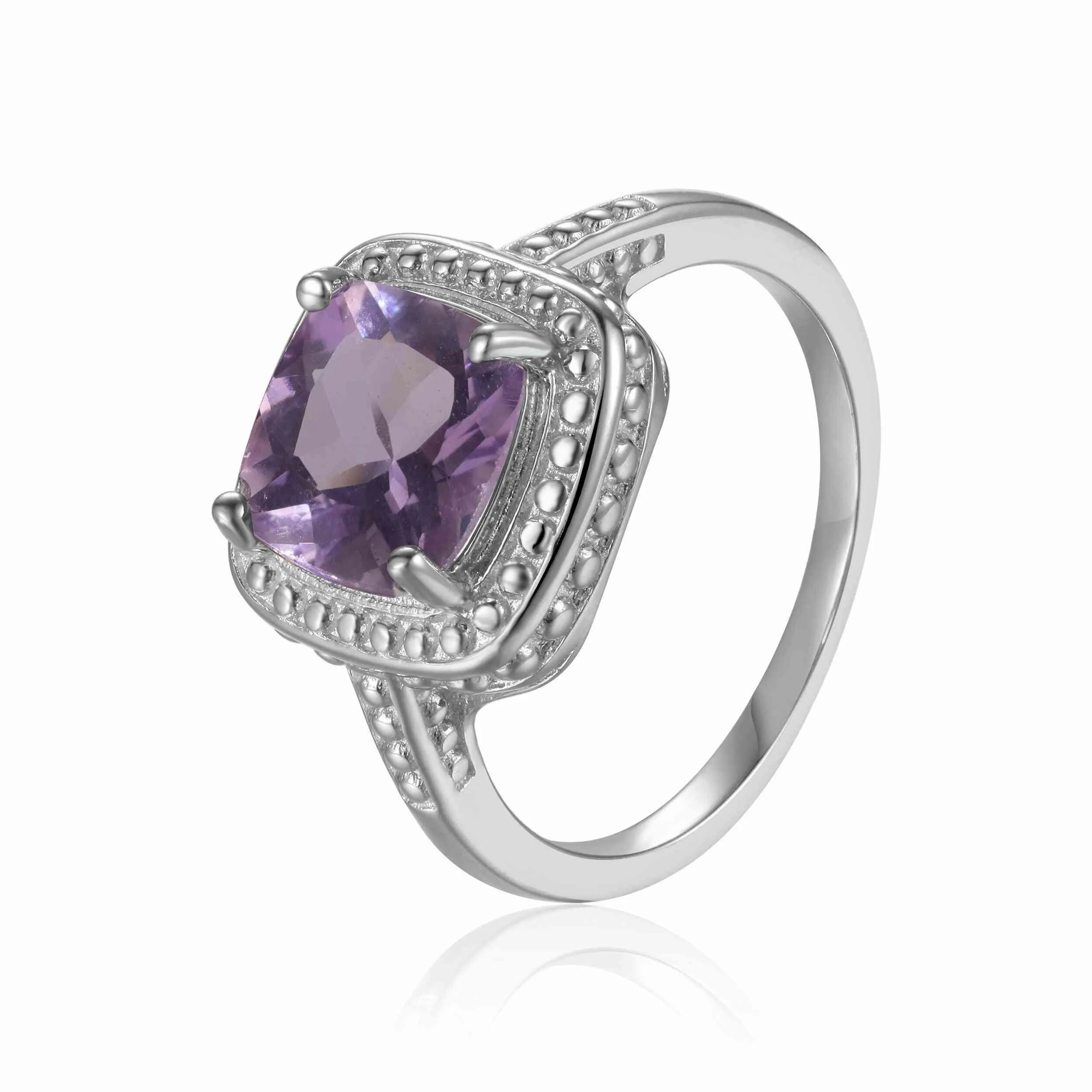 Pink Amethyst Cushion Statement Ring