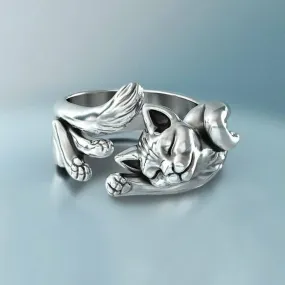 Sterling Silver Adjustable Open Cat Ring