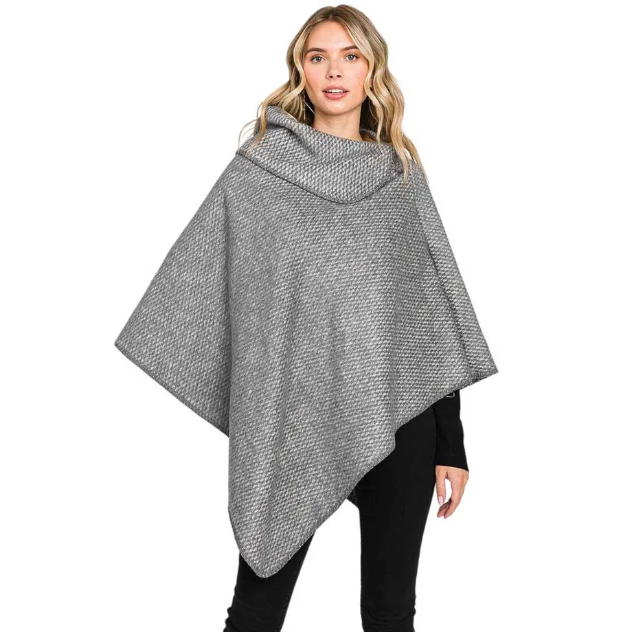 Textured Solid Neck Poncho