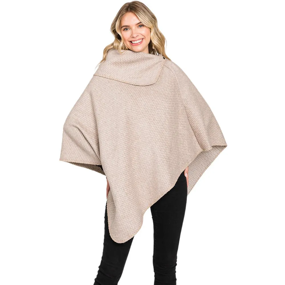 Textured Solid Neck Poncho