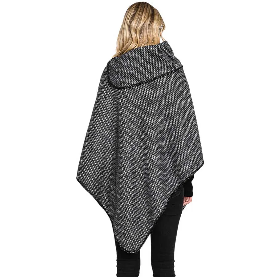 Textured Solid Neck Poncho