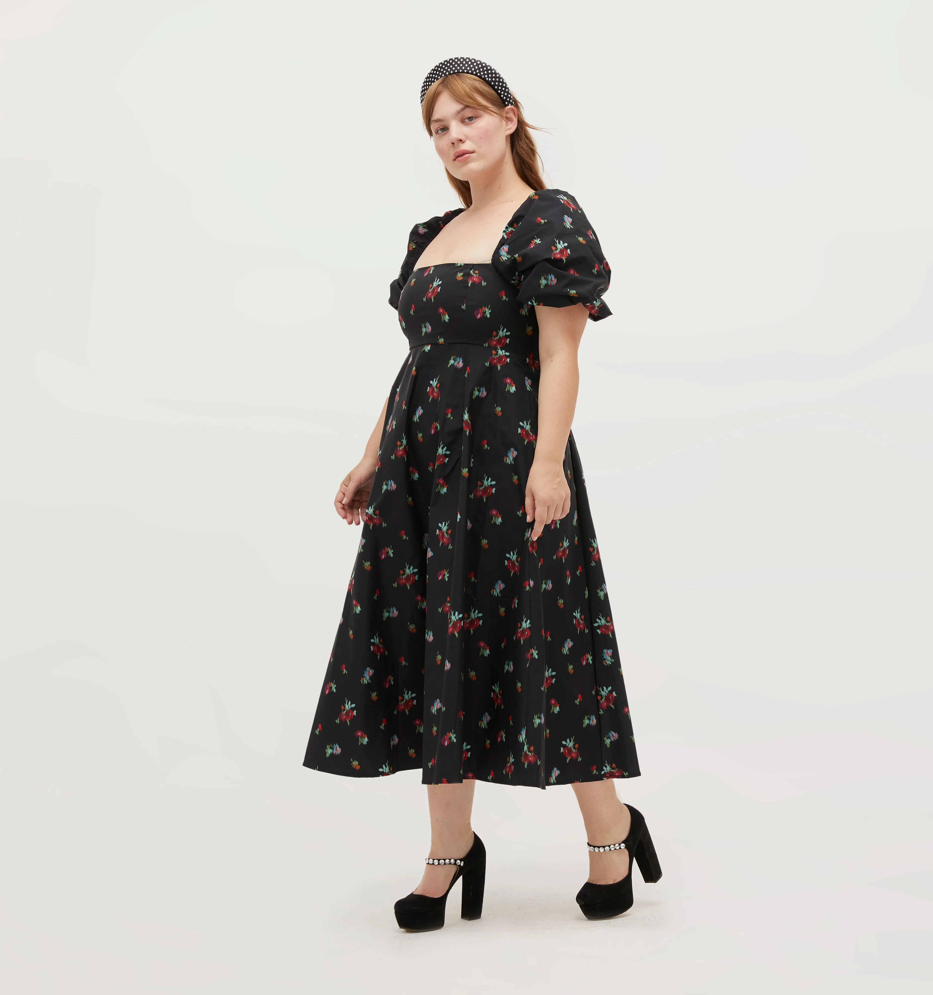 The Matilda Dress - Black Ikat Floral Taffeta