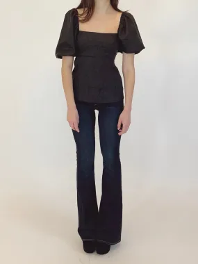 The Matilda Top - Black Crushed Taffeta