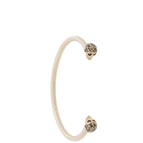 Thin Twin Pave Skull Cuff, Gold