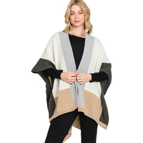 Trendy Color Block Ruana Poncho