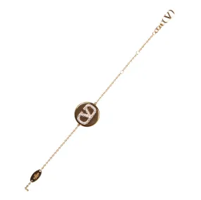 VLogo Signature Round Emblem Bracelet, Gold