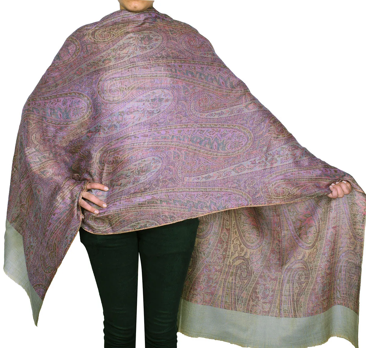 Women's Paisley Wool Shawl Wrap Gift India Clothes (80 x 40 inches)