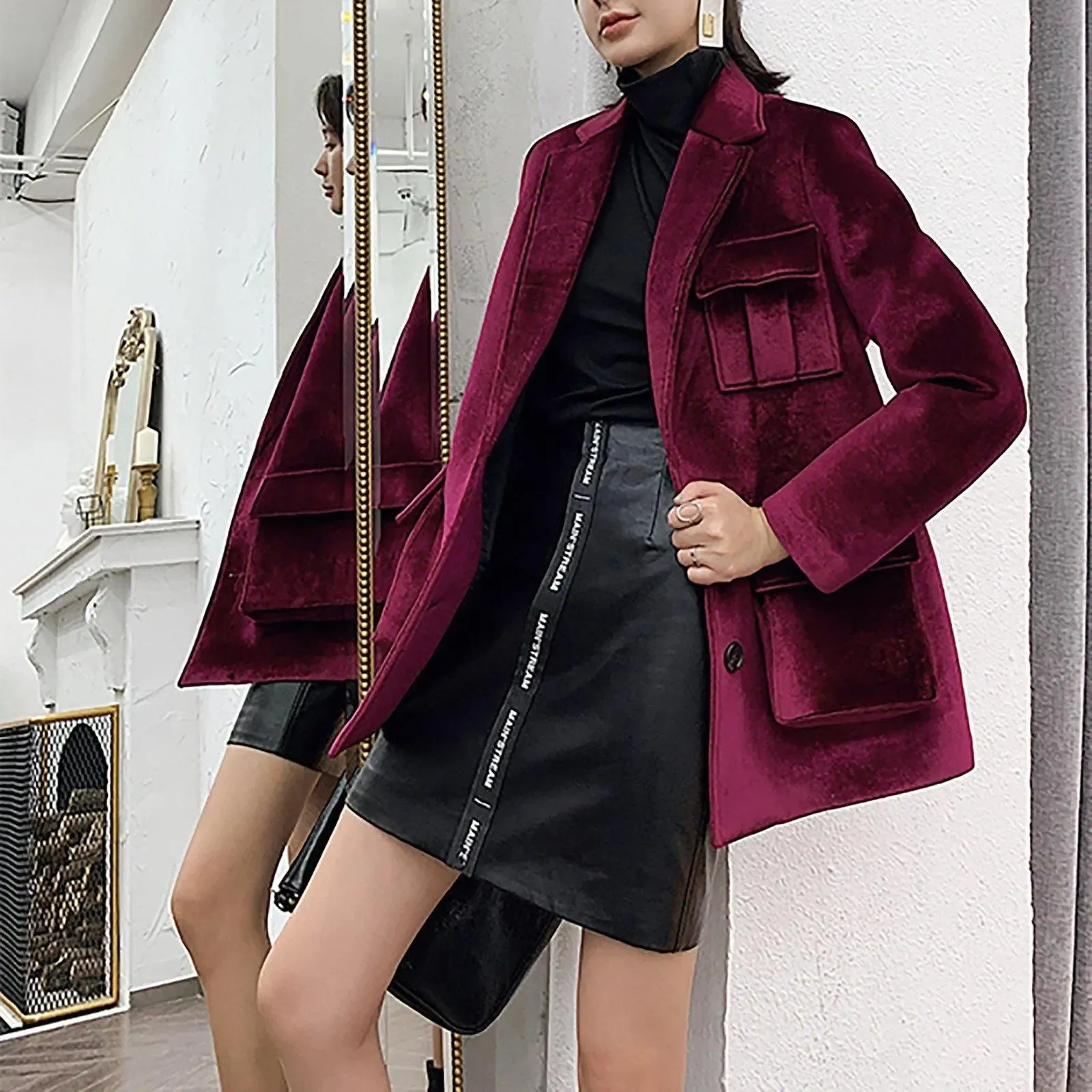 Women's Wine Blazer,velvet Blazer,Belted jacket Coat,Wedding Guest Suit,Fall Coat,Women Suits,oversize blazer,vintage jacket,Vivian7 B101